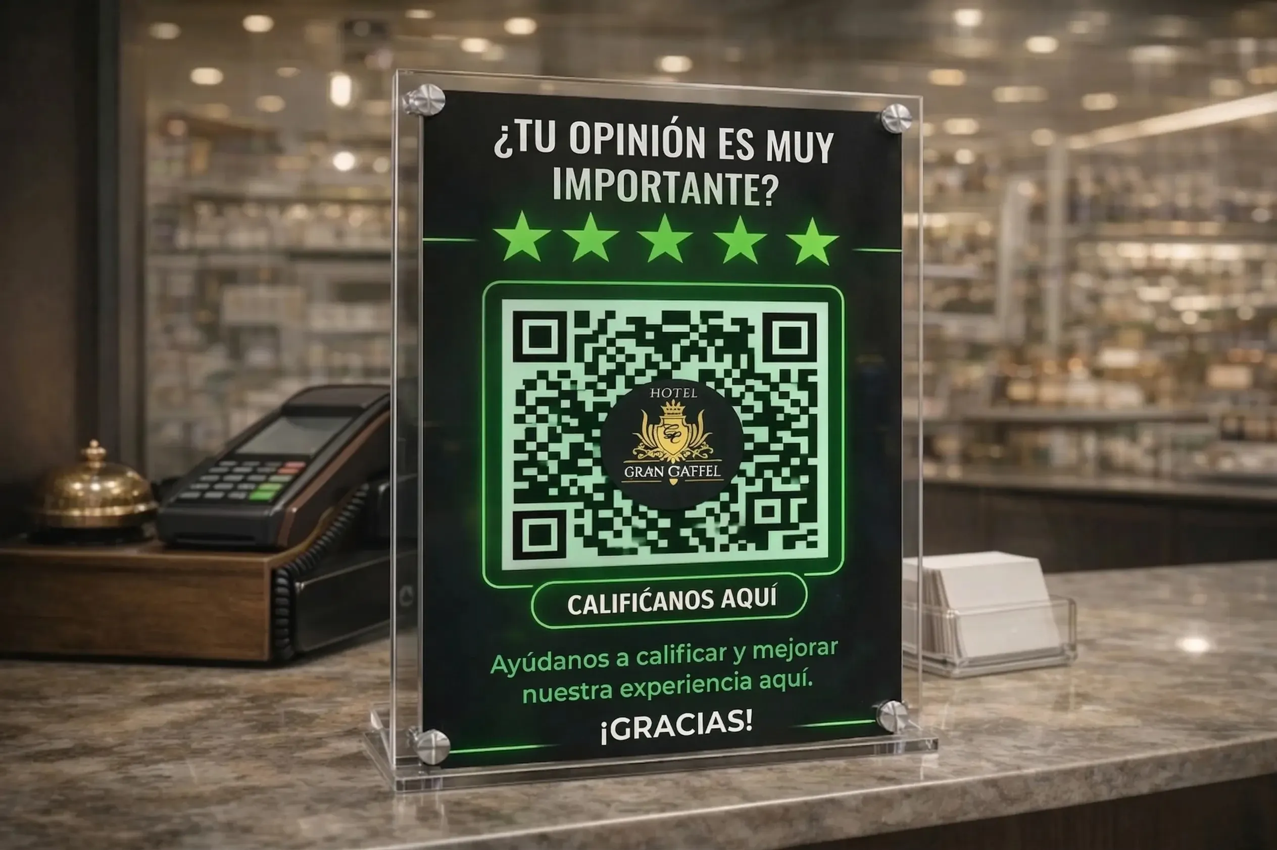 Hablador NFC con código QR para aumentar reseñas en Google